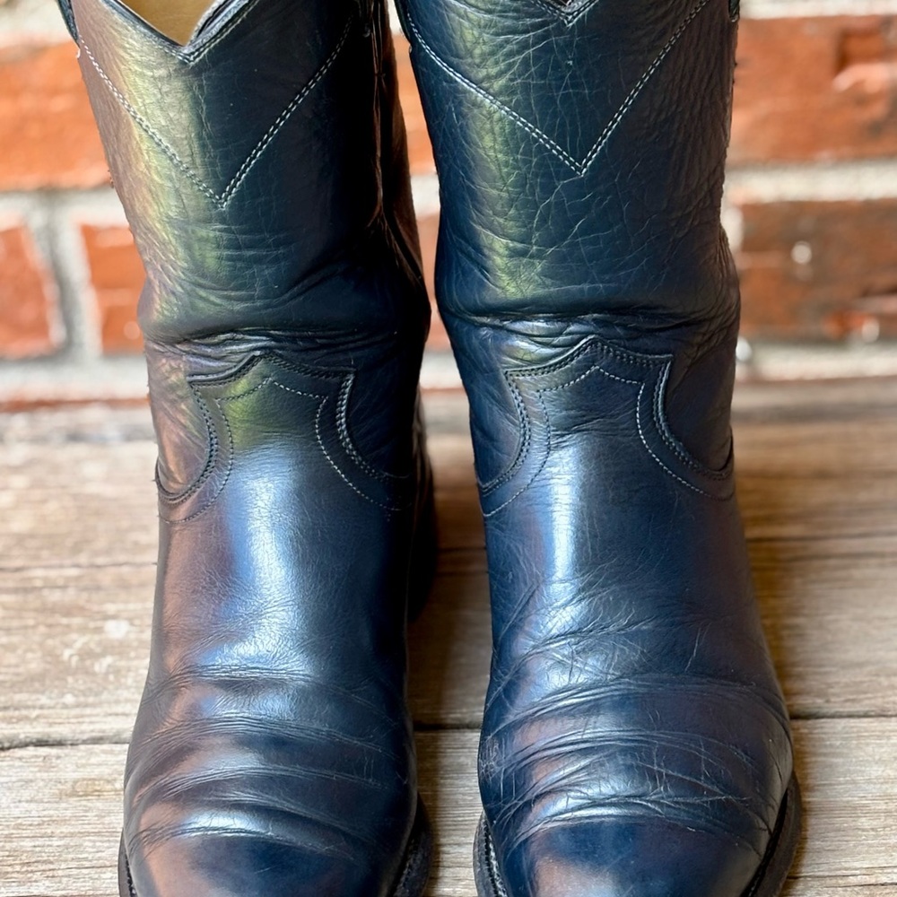 Justin 3024 Roper Navy Blue Western Cowboy Boots 80 - Picture 2 of 9
